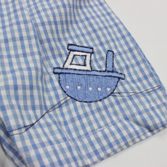 Big Fish Blue Gingham Boat Shorts, 6M - Picture 3 of 5